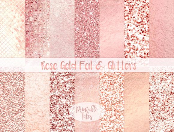 Download Rose Gold Foil &amp; Glitter Metallic Papers - Premium Bundle