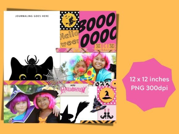 Download Pink Halloween Digital Scrapbook Page - Halloween digital scrapbook Collection
