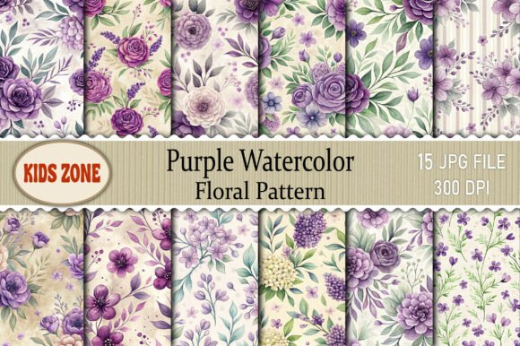 Download Purple Watercolor Floral Pattern - Watercolor floral pattern Collection