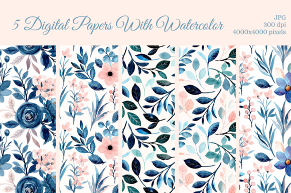 Download Blue Pink Watercolor Floral Pattern - Watercolor floral pattern Collection