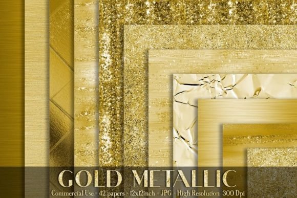 Download Bright Gold Metallic Digital Papers - Premium Resources