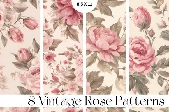 Download 8 Vintage Rose Background Patterns - Rose background Collection