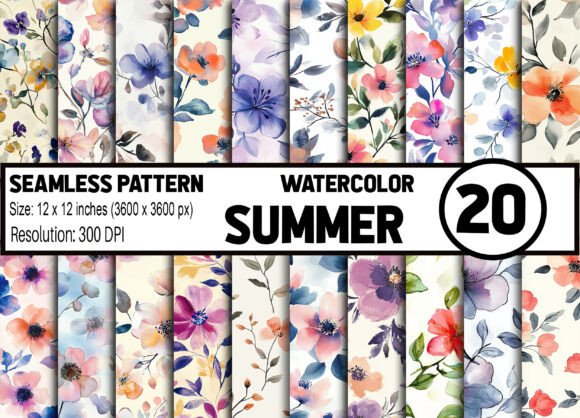 Download Summer Watercolor Floral Pattern - Premium Resources