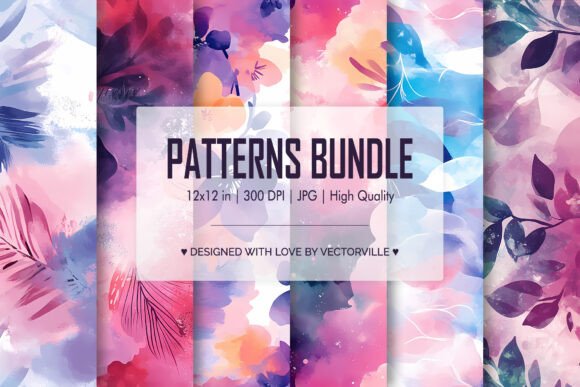 Download Vibrant Watercolor Floral Pattern Bundle - Premium Bundle